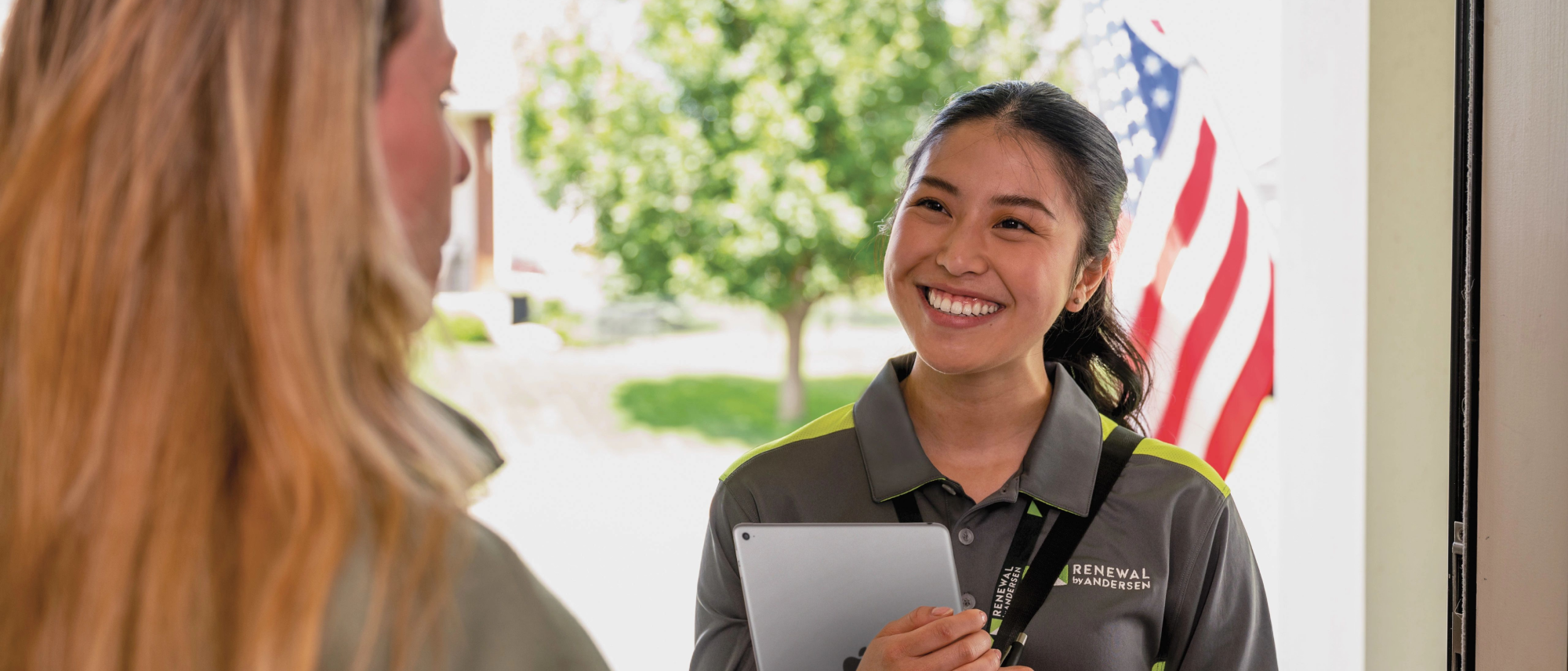 Proximity marketing employees in training and out on the street talking with homeowners.